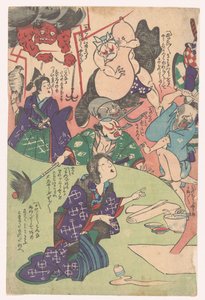 Knästående kvinna Otsu-e (serietitel) av Utagawa Kuniyoshi (possibly)