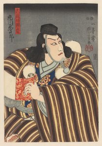 Benkei håller en handscroll av Utagawa Kuniyoshi