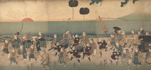 Boys Play-acting a Daimyo Procession, 1800-talet. av Utagawa Kuniyoshi