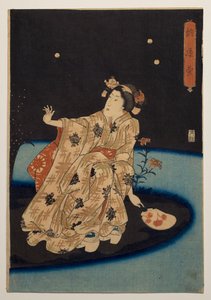 Att fånga eldflugor i kvällssvalkan av Utagawa Kuniyoshi