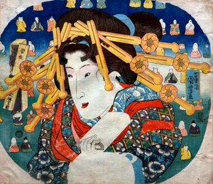 Courtesan-serien: Modern Three Hardships for Women (Tōsei sanpukutsui), ca 1833 av Utagawa Kuniyoshi