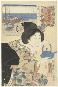 Den flitiga servitrisen Varma känslor för berg och hav (serietitel) Sankai medetai zue (serietitel på objekt) av Utagawa Kuniyoshi