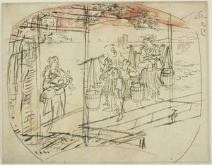 Samla saltvatten på stranden av Utagawa Kuniyoshi