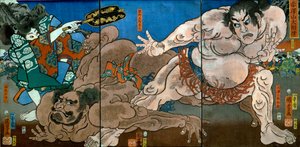 Grand Sumo Tournament på Mount Akazawa (Akazawayama Ōzumō) av Utagawa Kuniyoshi
