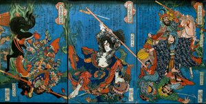 Hakukaja Yōshun och Shinki Gunshi Shubu (höger) av Utagawa Kuniyoshi
