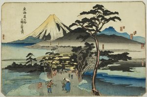 Hara, Yoshiwara och Kanbara, från serien "Kända platser på Tokaidos femtiotre stationer, tre stationer (Tokaido gojusan eki sanshuku meisho)" av Utagawa Kuniyoshi