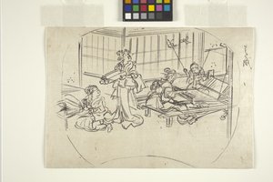 Hataori (Weaving On A Loom) (bläck på papper) av Utagawa Kuniyoshi