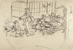 Hataori (vävning på vävstol) av Utagawa Kuniyoshi