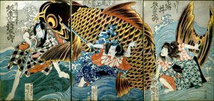 Iwai Kumesaburō II som Katsushika no Ojū av Utagawa Kuniyoshi