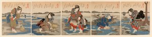 Low Tide at Susaki - A Set of Five (Shiohi goban no uchi) av Utagawa Kuniyoshi