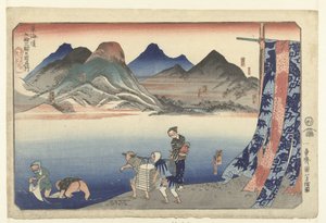 Narumi till Chiriyu Flera kända platser längs Tokaido på en gång (serietitel) Tokaido gojusan eki goshuku meisho (serietitel på objekt) av Utagawa Kuniyoshi