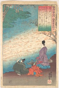 Poet med två pager vid Tatsutas stränder av Utagawa Kuniyoshi