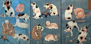 Ordspråk illustrerade av katter (Tatoe zukushi no uchi), c.1852 av Utagawa Kuniyoshi