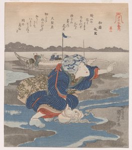 Kvinna med en bläckfisk; från serien Fem bilder av lågvatten av Utagawa Kuniyoshi
