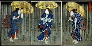 Plötslig dusch i sommarvärmen (Shochū no yūdachi), ca 1849-1851 av Utagawa Kuniyoshi