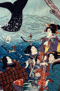 De sju kusternas blomstring med stor fisk (Nana ura tairyō hanjō no zu) av Utagawa Kuniyoshi