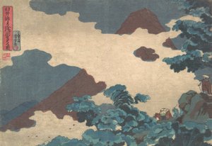 Utsikt över berget Asama från Usui-passet, ca. 1850. av Utagawa Kuniyoshi