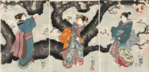 Yoru no sakura [Körsbärsblommor på natten], c.1846 (träblockstryck) av Utagawa Kuniyoshi