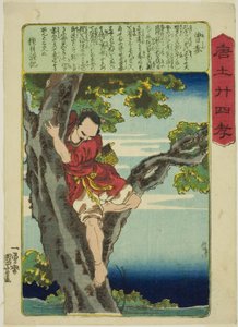 Zeng Shen (So Shin), från serien "Twenty-four Paragons of Filial Piety in China (Morokoshi nijushiko)" av Utagawa Kuniyoshi