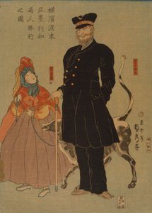 Amerikansk köpman på promenad i Yokohama, 1861