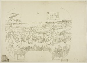 Nyckelblock till ett tryck ur serien "Toto meisho" (Berömda vyer över den östra huvudstaden) av Utagawa Sadahide