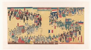 Procession av människor från de fem länderna Gokakoku jinbutsu gyoho no zu (titel på objekt) av Utagawa Sadahide