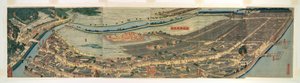 Levi tillbaka d Panorama inte c Vy över Yokohama (startade om Yokohama Prefectural Police) av Utagawa Sadahide