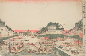 Uki-e: Sval bris under Eitai-bron i Fukagawa av Utagawa Toyoharu