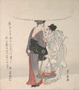 Ebisu och Benten går i snön. av Utagawa Toyohiro