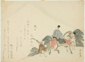 Fuji-berget i blickfånget på hästryggen av Utagawa Toyohiro