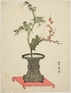 "Tre vänner" ikebana av Utagawa Toyohiro