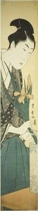 Ung man som ordnar iris i en vas av Utagawa Toyohiro