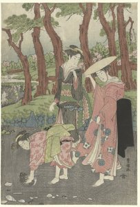 Samla fisk och snäckor vid lågvatten. av Utagawa Toyokuni (I)