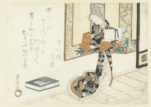 Kvinna som bär en trälåda av Utagawa Toyokuni (I)