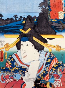 Porträtt av Kabuki Theatre Act, Ukiyo konsttryck av Utagawa Toyokuni (1769-1825) Hmm, Edo Perio d