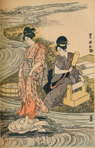 Tvättlinne, c1800 av Utagawa Toyokuni