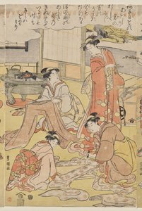 Kvinnor som gör kläder av Utagawa Toyokuni