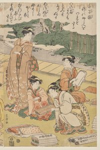 Kvinnor som gör kläder av Utagawa Toyokuni