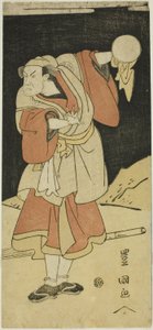 Skådespelare i en scen från ett drama av Utagawa Toyokuni I