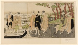 Samla skalfisk vid lågvatten av Utagawa Toyokuni I