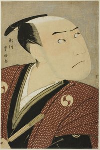 Skådespelaren Sawamura Sojuro III som Oboshi Yuranosuke i pjäsen "Edo no Hana Ako no Shiogama", uppträdde på Kiri Theatre den fjärde månaden, 1796 av Utagawa Toyokuni I