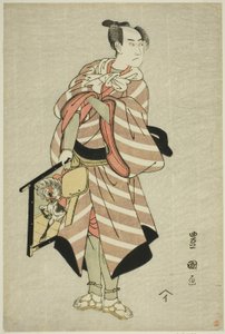Skådespelaren Sawamura Sojuro III som packhästmannen Muchizo i pjäsen "Miyamairi Musubi no Kamigaki", uppträdde på Kiri Theatre i den elfte månaden, 1797 av Utagawa Toyokuni I
