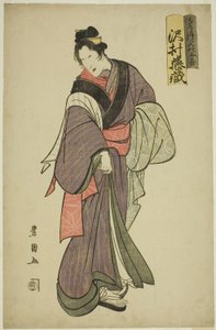 Skådespelaren Sawamura Tozo I som Dogen no Okichi i pjäsen "Yoshiwara Niwaka no Banzuke", uppträdde på Ichimura Theatre i den nionde månaden, 1804