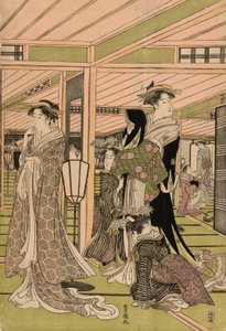 Salongen på en bordell i nöjeskvarteren av Utagawa Toyokuni I