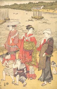 Kvinnor vid Takanawa Beach, ca. 1790-talet. av Utagawa Toyokuni I