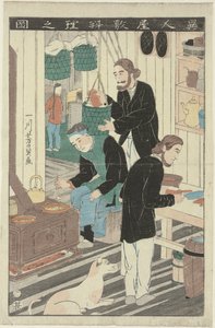 Köket i en utlännings hus Ijin yashiki ryori no zu (titel på objekt) av Utagawa Yoshikazu