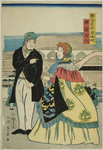 Den franska medlemmen Miyozakimachi (franska, Miyozakimachi), från serien "Fa more PA-medlemmen Yokohama (den berömda Yokohama platsen)" av Utagawa Yoshikazu