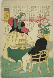 Ryssland (Ryssland), från Takagintries of Asia (Asiens sprit) av Utagawa Yoshikazu