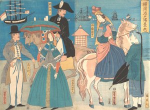 Utsikt över kajerna i Yokohama, 2:a månaden, 1861.