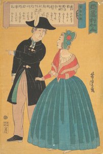 Amerikanskt par, 1860. av Utagawa Yoshitora